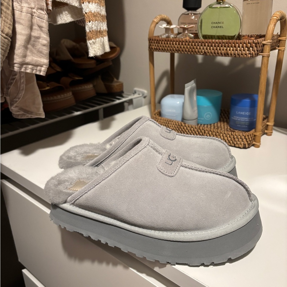 UGG Gray Platform Slippers